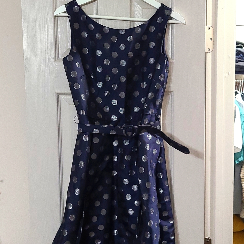 eliza j great Dress Navy blue Silvestre dots size 6 petite